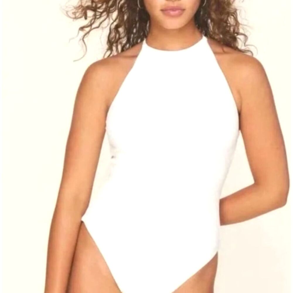 NWT* Andie Asbury Ribbed 1 Piece Swimsuit in White - Women's Large